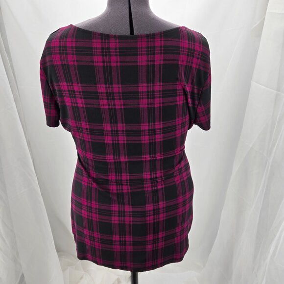 76-24 Torrid Black Purple Plaid Babydoll Top Blouse Women’s Size 1 XL(14/16) - Picture 5 of 8